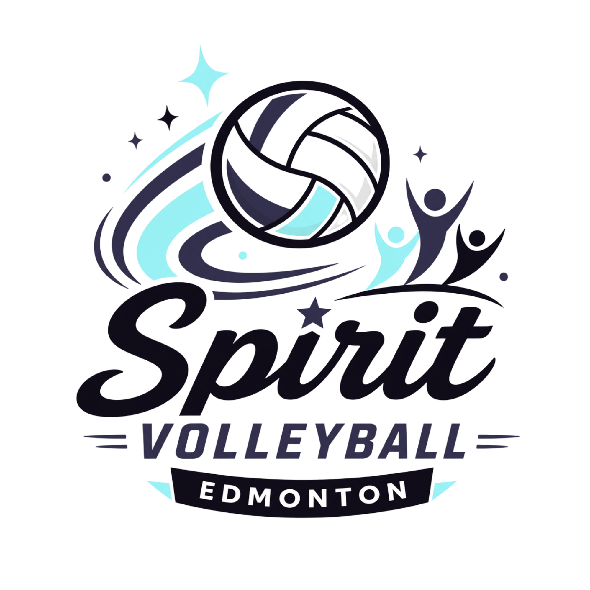 Spirit Volleyball Edmonton logo with volleyball and athlete figures